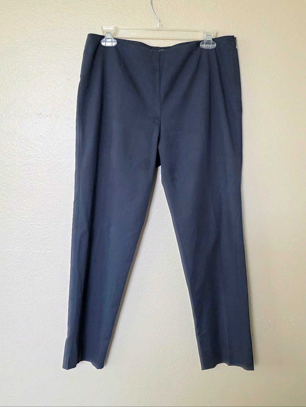 Lafayette 148 New York Womens 6 Navy Blue Side Zip Cropped Ankle Trouser Pants
